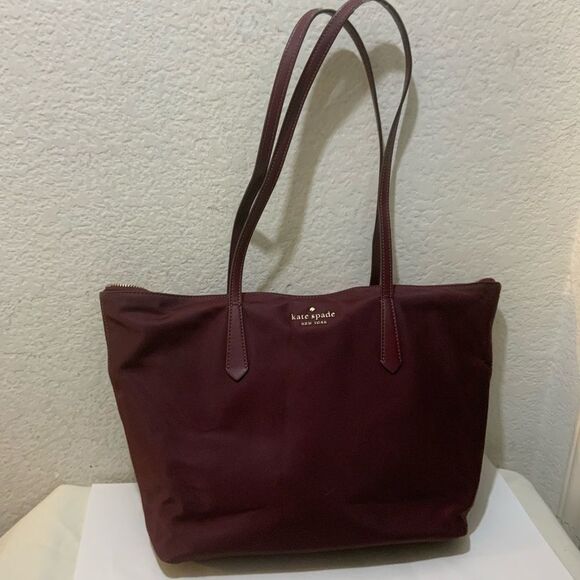 Kate Spade Red Nylon/leather Zip Top Tote Bag - Picture 1 of 12